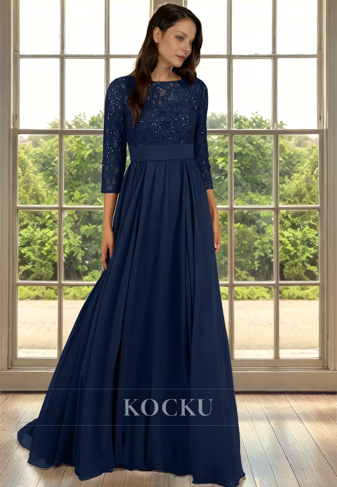 Elegant Long sleeves Appliques A-Line Cocktail Mother of the Bride Dress