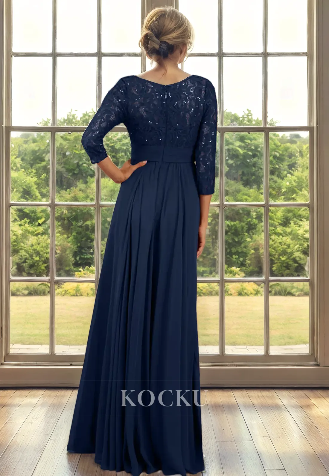 Elegant Long sleeves Appliques A-Line Cocktail Mother of the Bride Dress