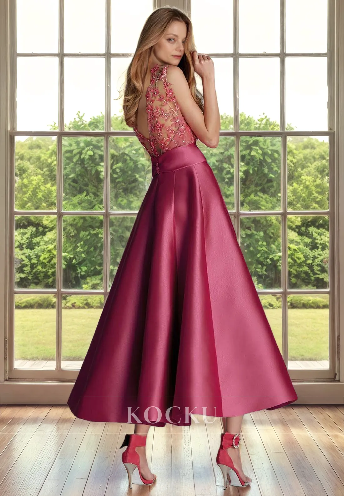 Gorgeous & Charming Appliques A-Line Belt Cocktail Mother of the Bride Dress