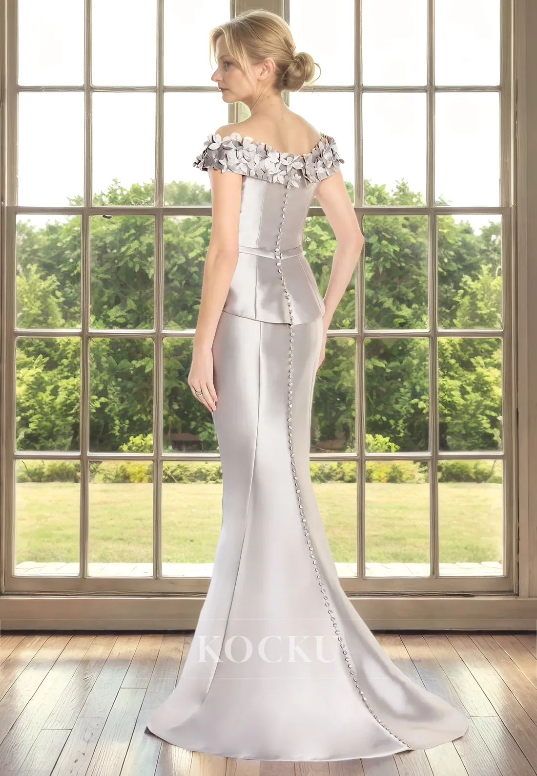 Gorgeous & Charming Flower Straps Mermaid Split Cocktail Mother of the Bride Dress