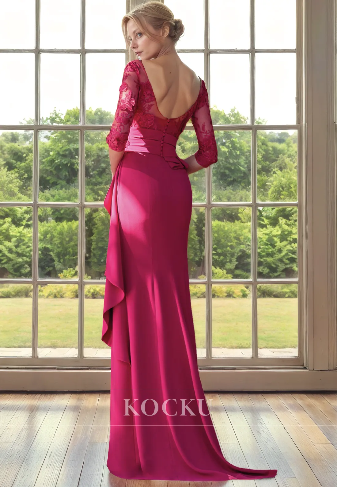 Gorgeous & Charming Scoop Mermaid Satin Cocktail Mother of the Bride Dress